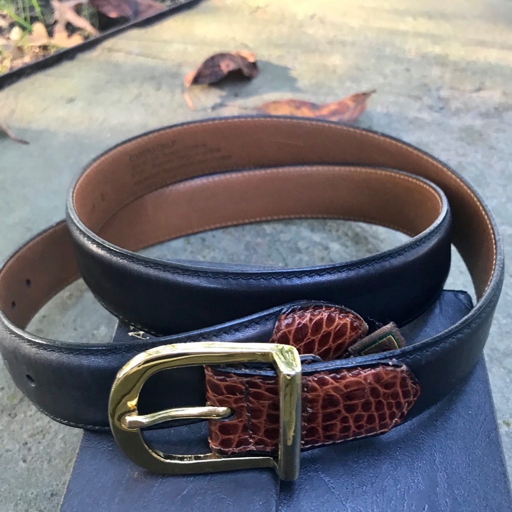 TRAFALGAR Black/Tan Dress Belt 36
